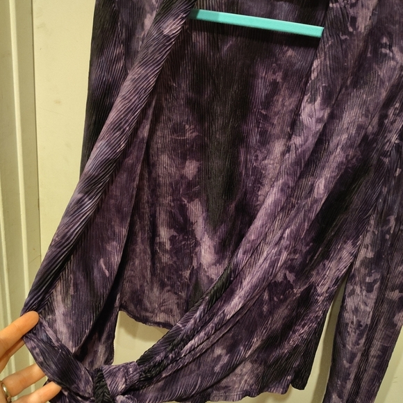 Chico's Travelers Purple Tie Dye Tie Front Jacket Cardigan Sz 1 (M) Fairy Gothic - Picture 6 of 6